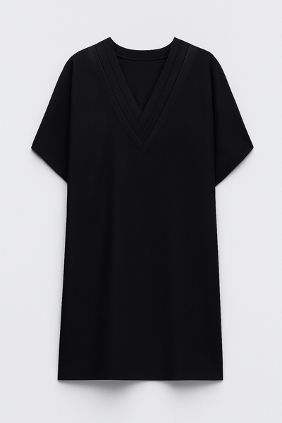 Ida KJOLE | Kort kjole med struktureret V-udskæring